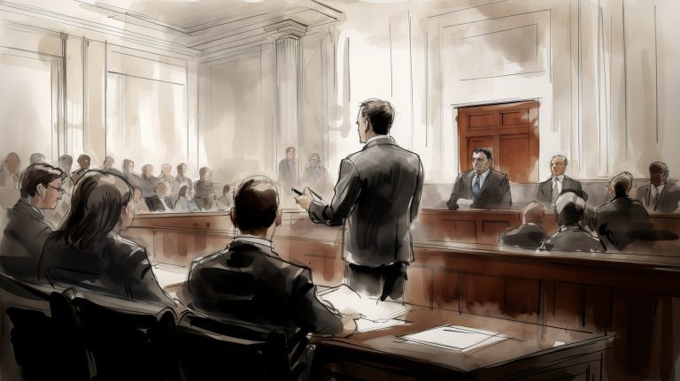 Court Hearing Drawing