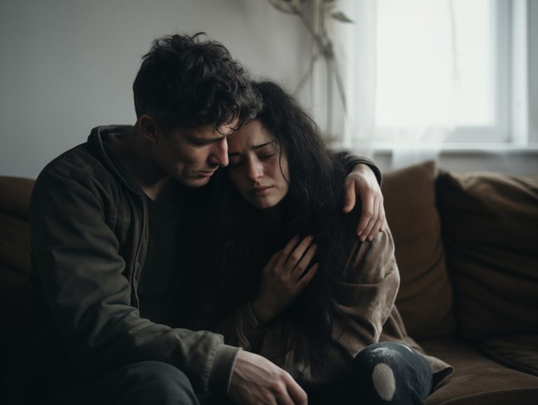 An image of a young man consoling a grieving young woman