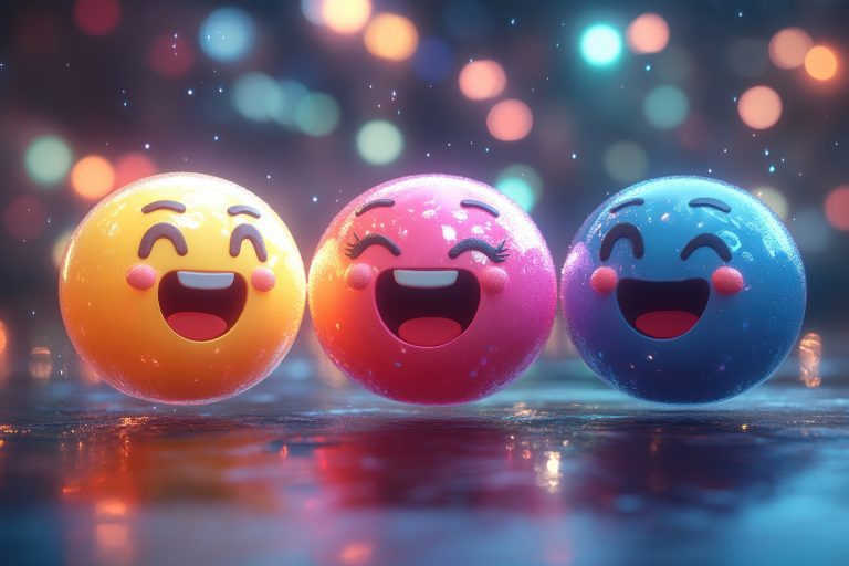 Vibrant Digital Illustration of Chat Bubbles and Emojis for Social Media Marketing