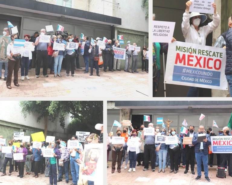 Protesta pacífica afuera de la Embajada de Nicaragua