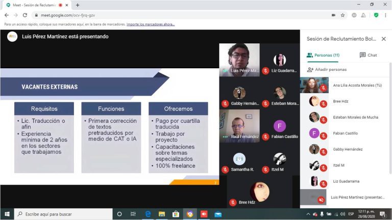 Sesión de reclutamiento virtual para la Licenciatura en Traducción